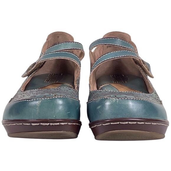L'ARTISTE BY SPRING STEP Mamata Mary Jane Wedge Shoes EU Size 38 US 7.5 8 Green - Picture 5 of 16